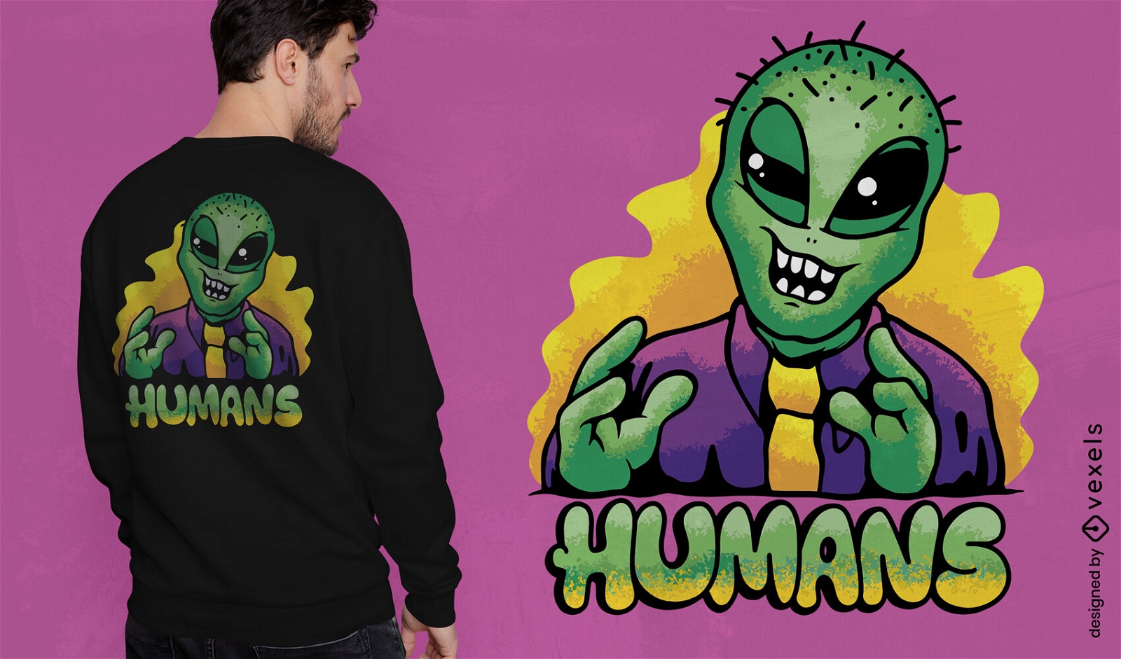 Baixar Vetor De Design De Camiseta De Paródia De Desenho Animado Espião  Alienígena