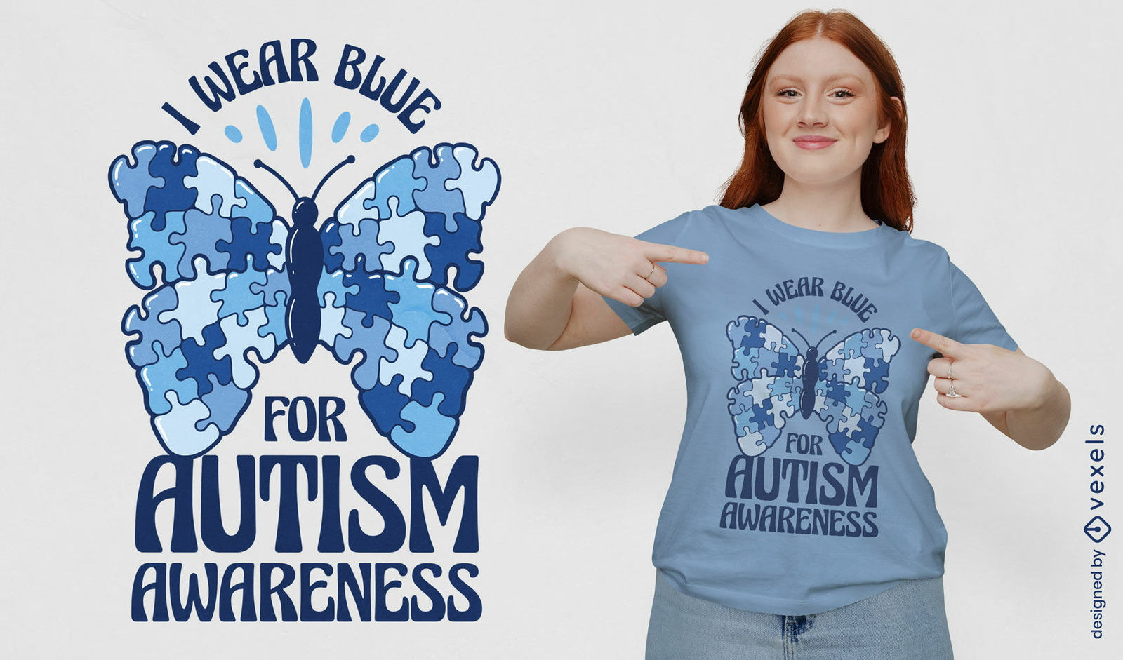 Descarga Vector De Diseño De Camiseta De Mariposa De Rompecabezas De  Conciencia De Autismo