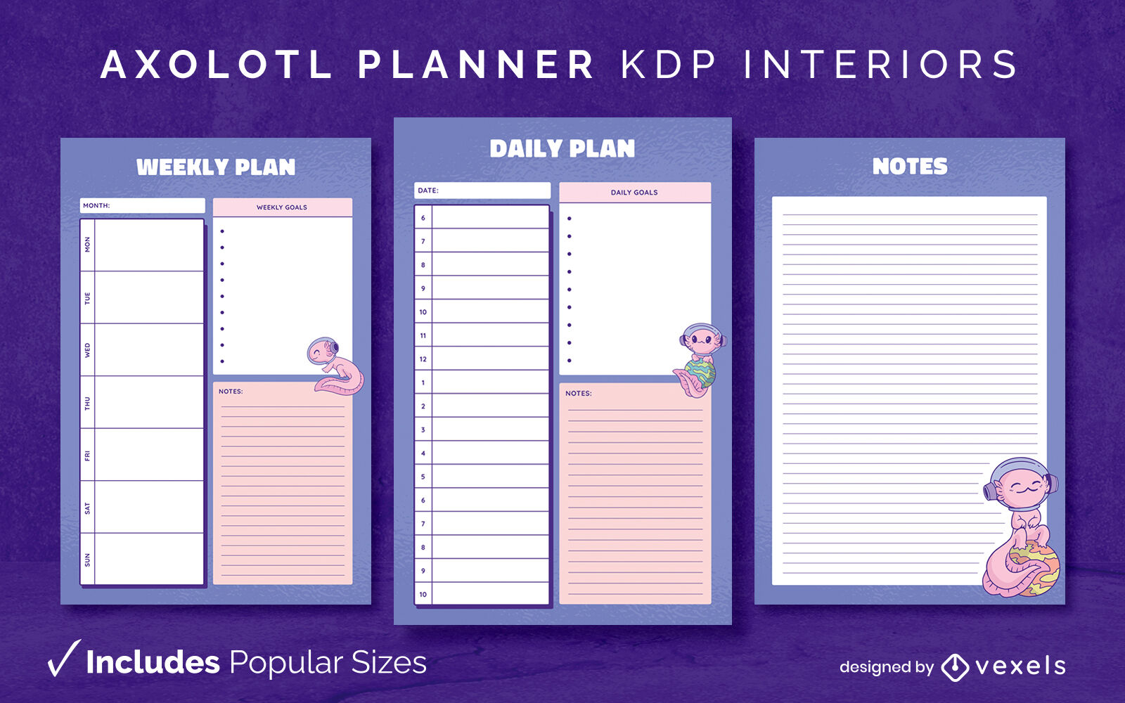 Printable “Himalayan Blue” Axolotl Planner Kit (Digital Download