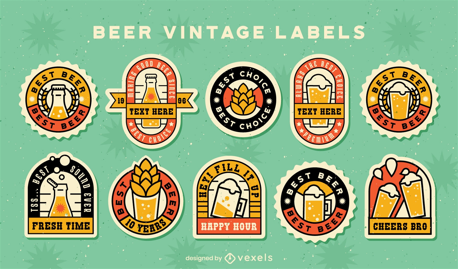 Vintage beer stickers set alcoholic label Vector Image