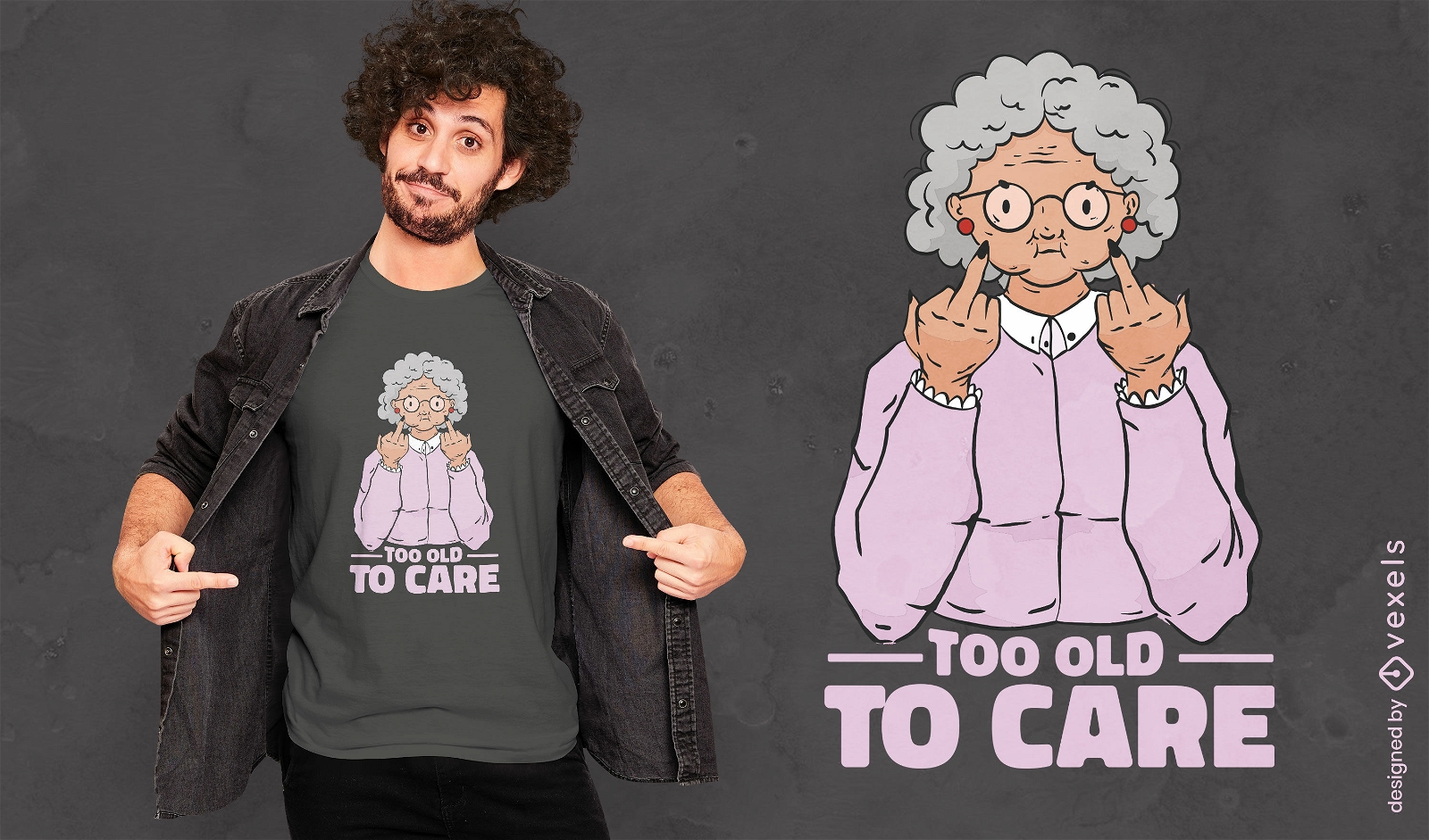 Funny Grandma Cartoon T-shirt Design Vector Download