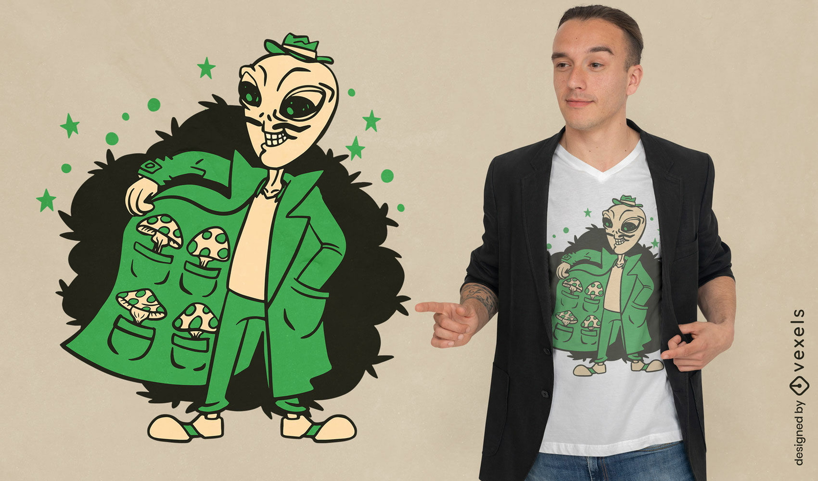 Baixar Vetor De Desenho De Camiseta De Desenho Animado Alienígena Fumando  Maconha