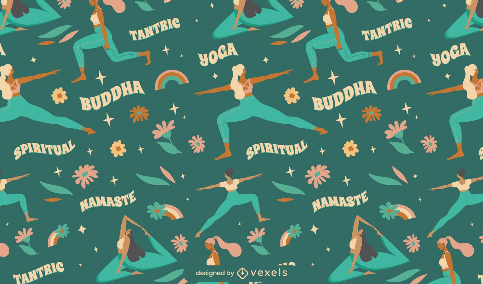 Yoga Poses in Black & White // Small | Spoonflower