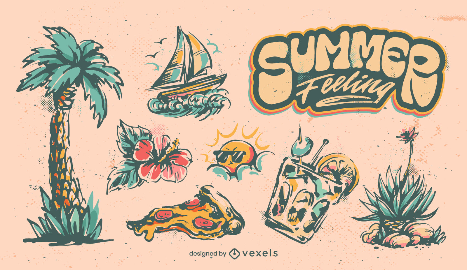 Premium Vector  Summer clothes colorful vector graphics elements