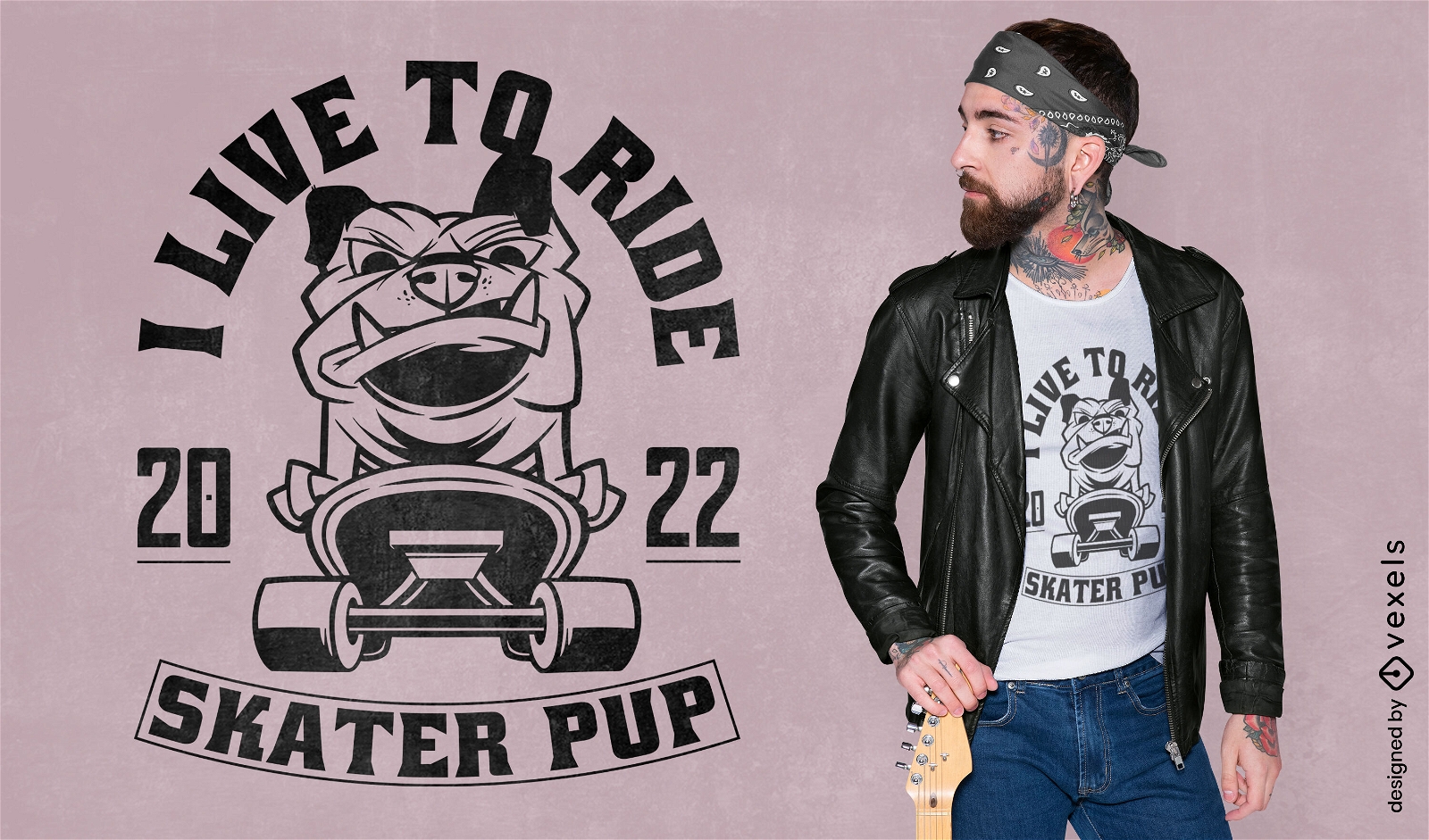 Bulldog Animal On Skateboard T-shirt Design Vector Download