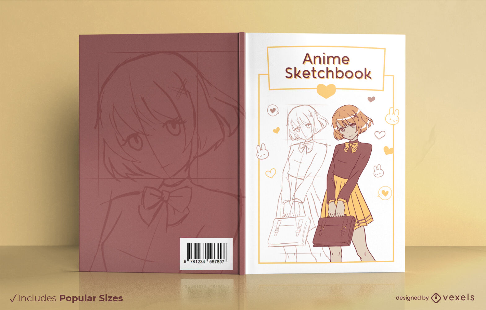 Anime Girl Sketchbook Book Cover Design Vector Download