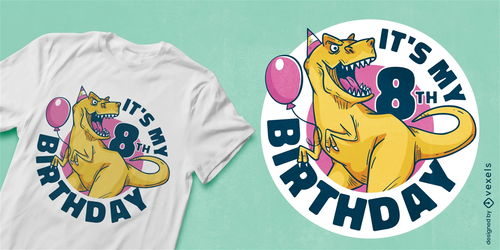 Nominal Pintura escocés Descarga Vector De Diseño De Camiseta De Dinosaurio T-rex De Cumpleaños