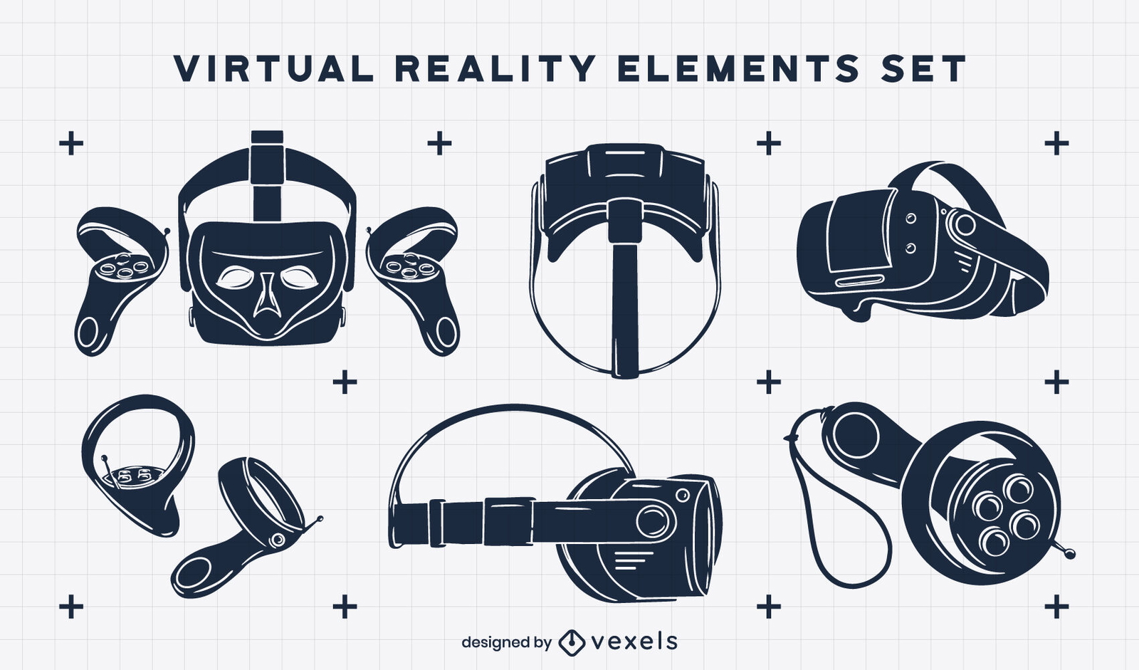 Virtual Reality Gaming Equipment Set Vector Download
