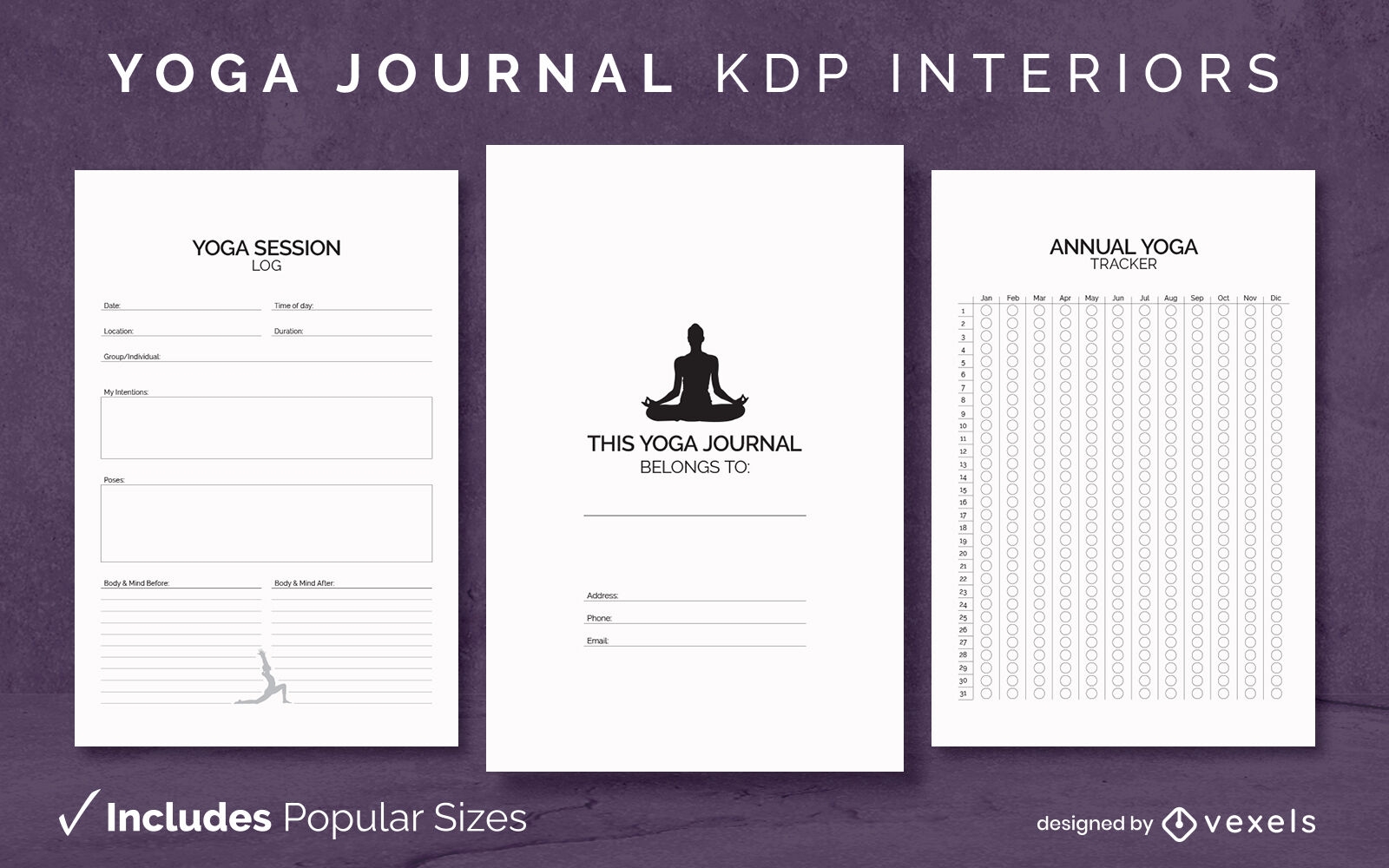Yoga Meditation Journal Design Template KDP Vector Download