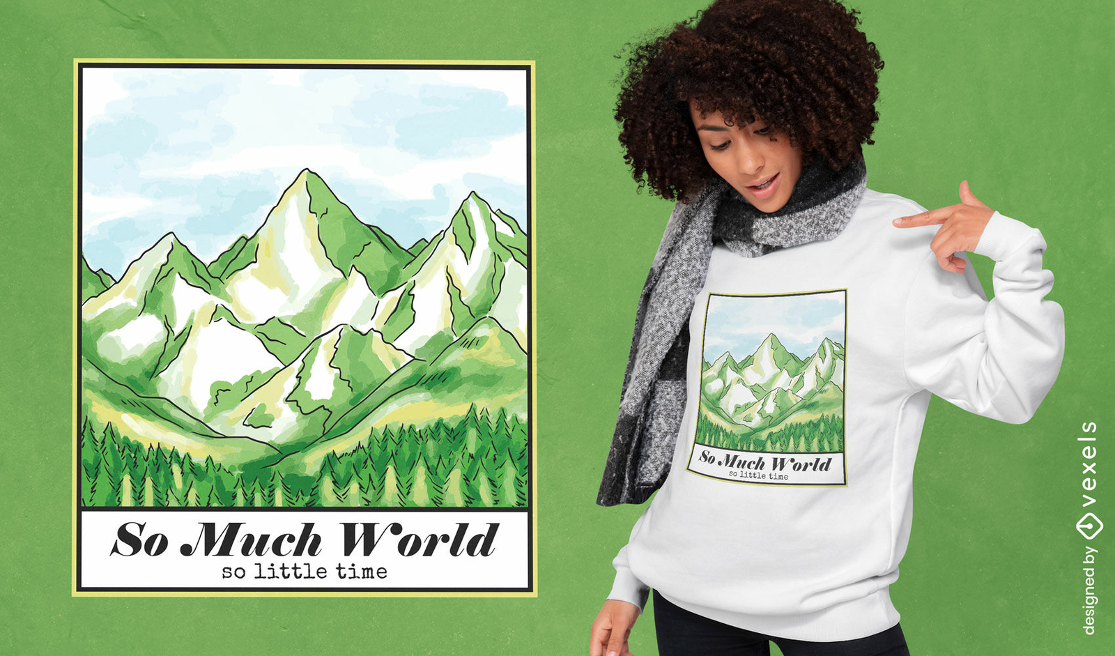 Mountain Landscape Strokes T-shirt Design Vector Download