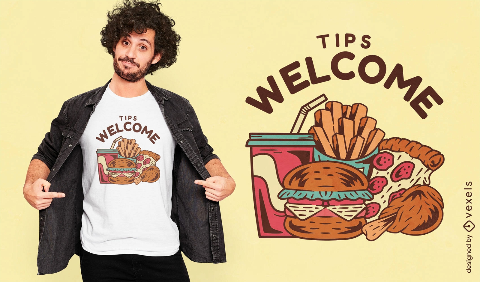Tips Welcome Fast Food T-shirt Design Vector Download