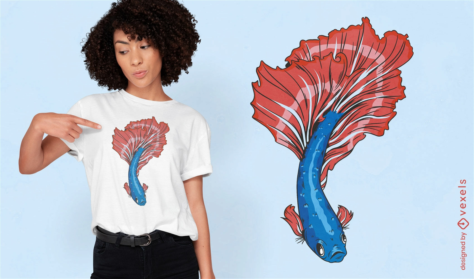 Diseño de camiseta de natación de animales de peces betta