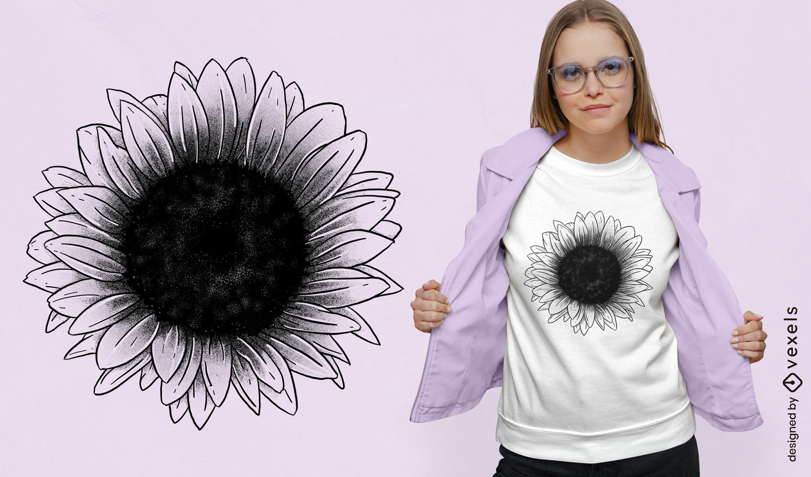 Descarga Vector De Diseño De Camiseta De Girasol Negro.