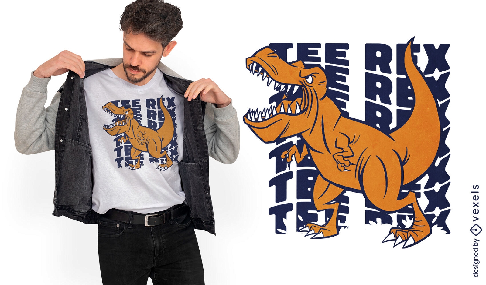 Baixar Vetor De Design De Camiseta T-rex De Desenho Animado