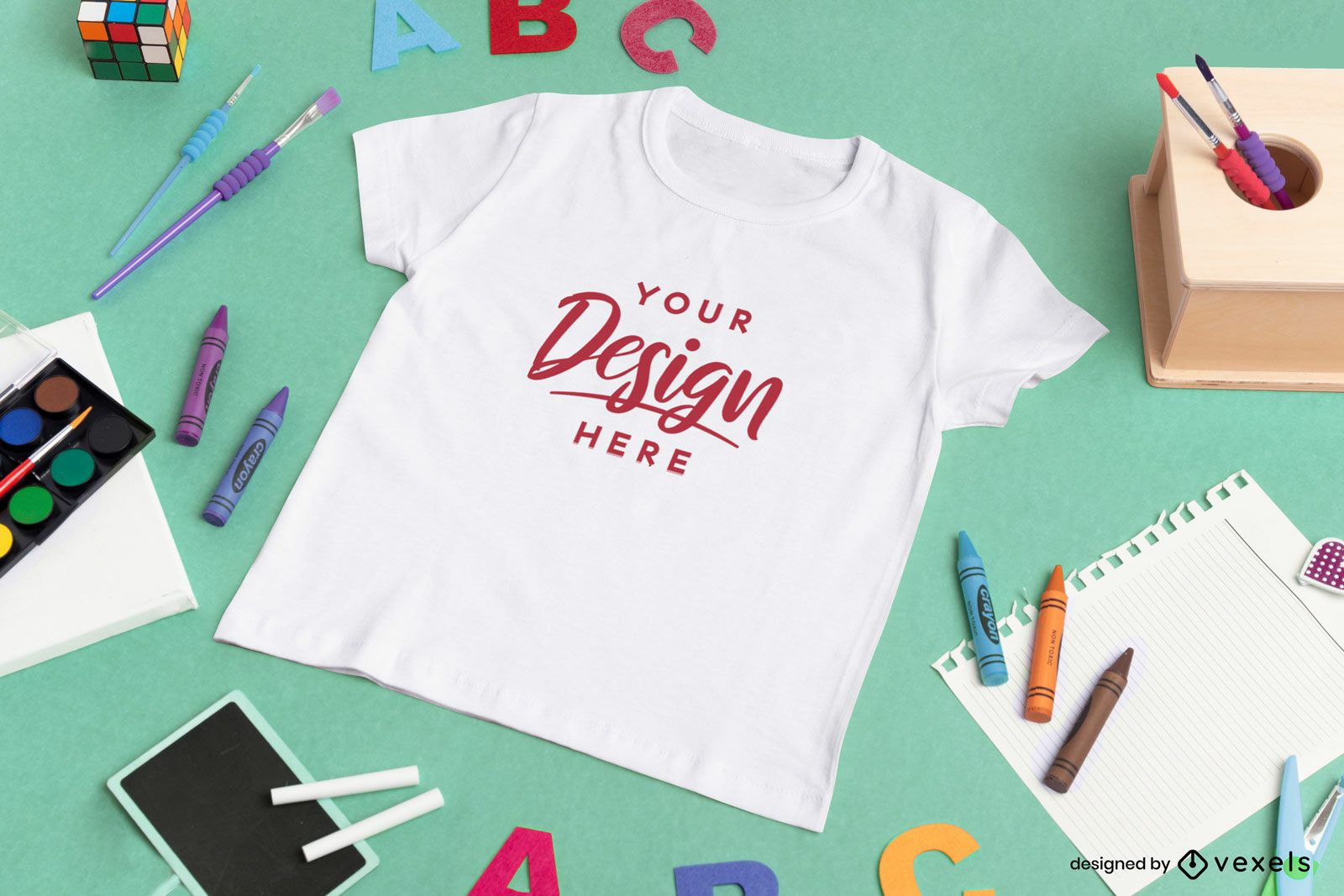 Back To School Supplies T Shirt Mockup PSD Editable Template