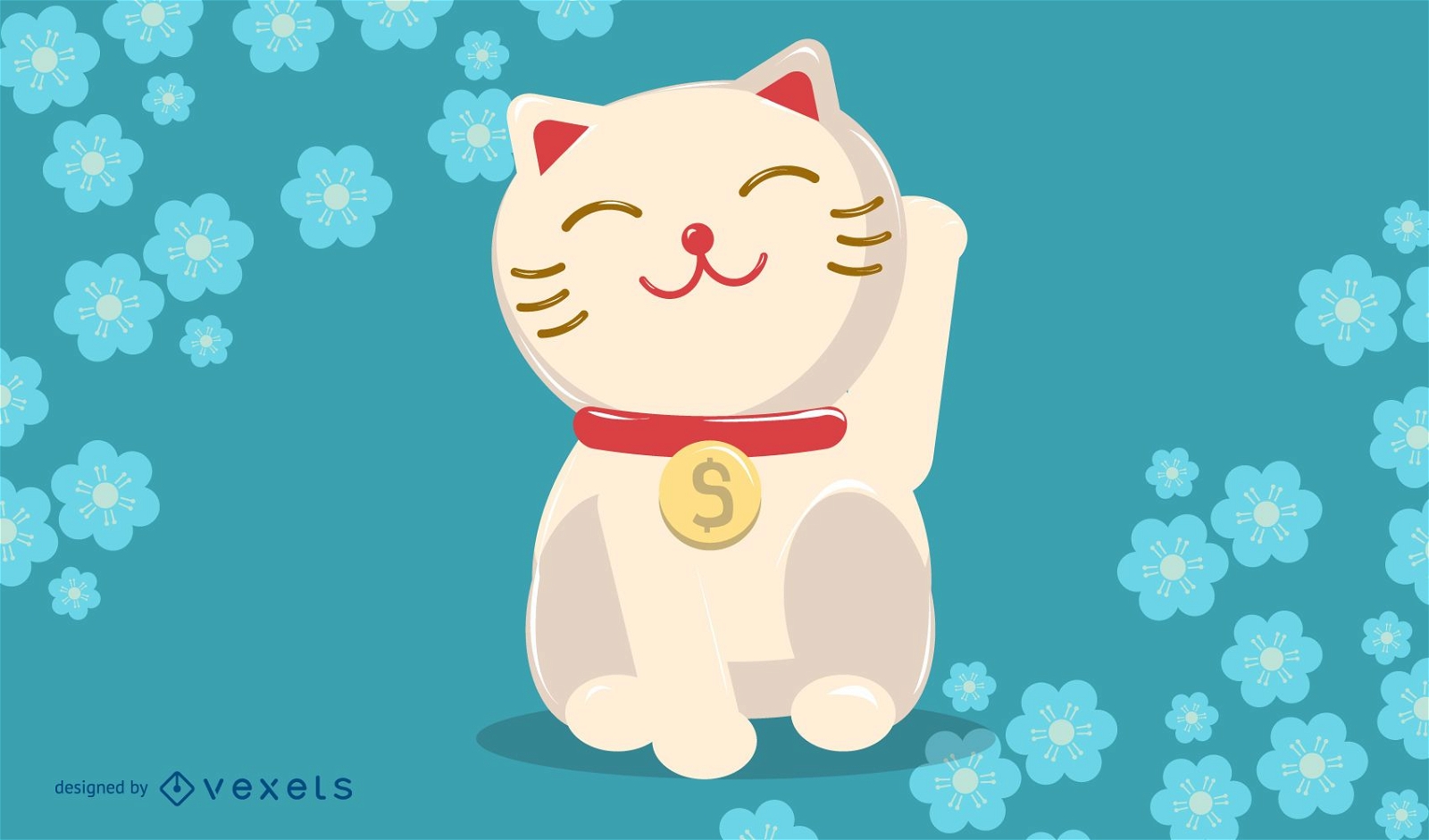 Lucky Cat Cartoon Illustration Vector Download