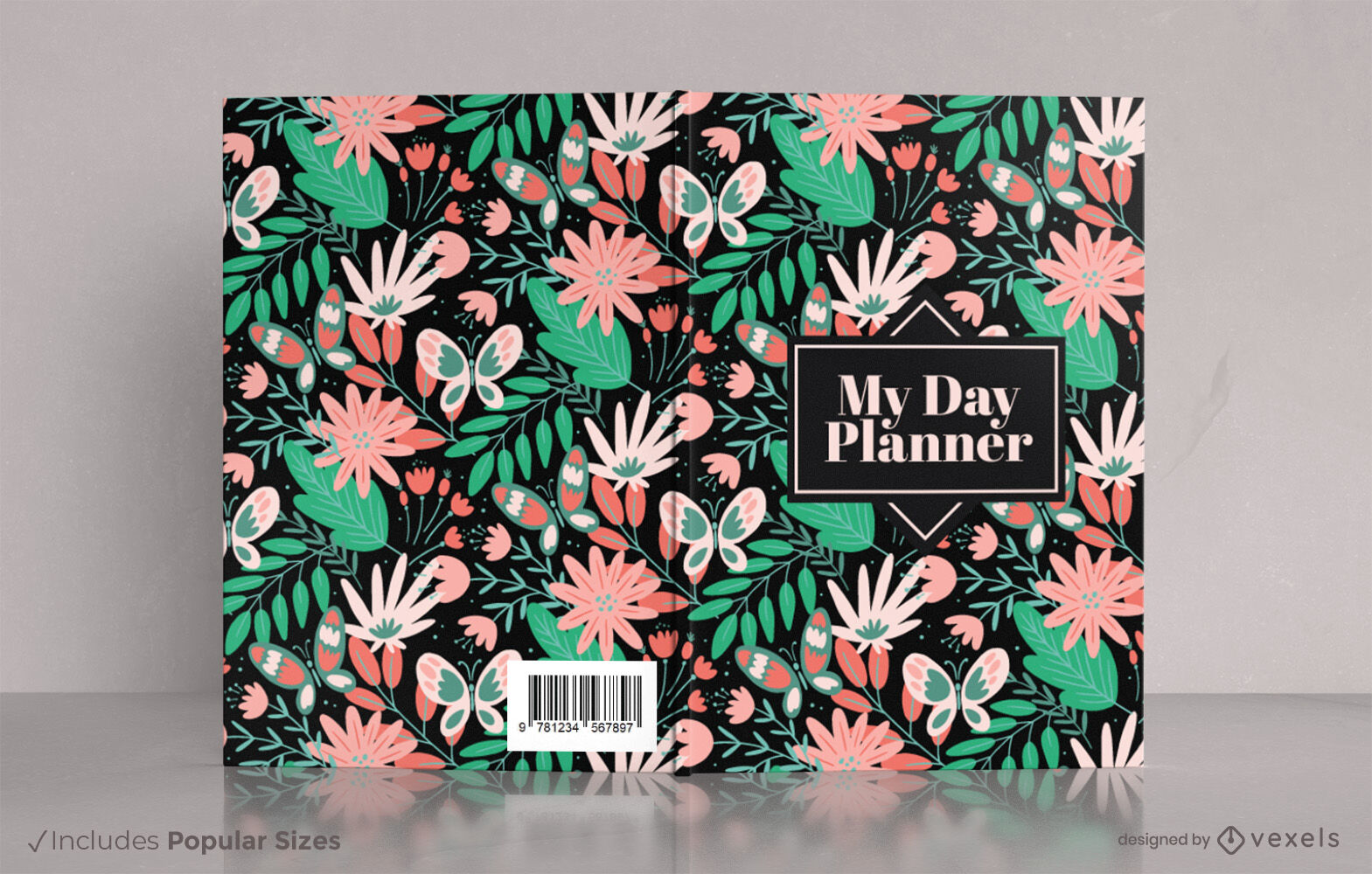 Flowers And Butterflies Book Cover Design Vector Download