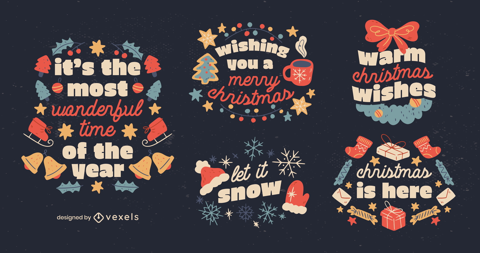 Christmas Holiday Celebration Quotes Set Vector Download