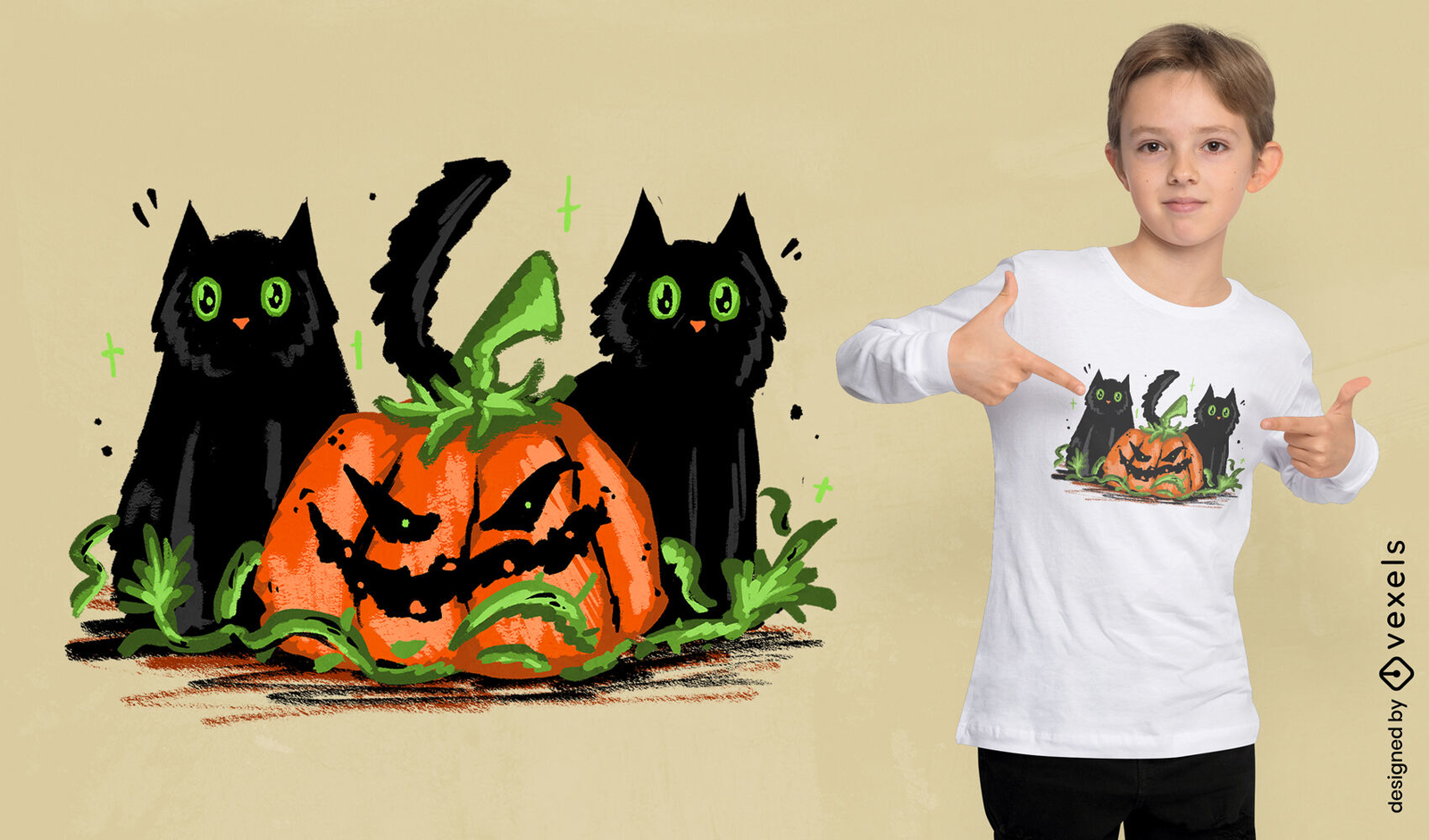 Kawaii Halloween Black Cat PNG & SVG Design For T-Shirts