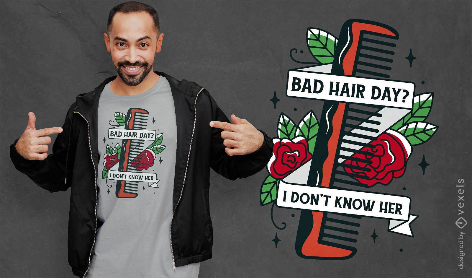Bad Hair Day Tattoo T-shirt Design Vector Download