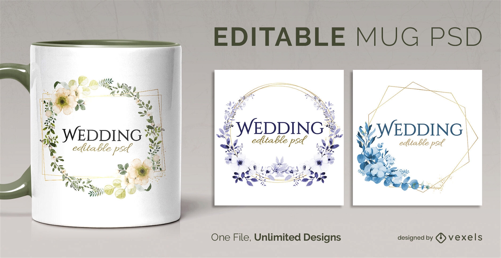 Wedding Scalable Mug Template PSD Editable Template