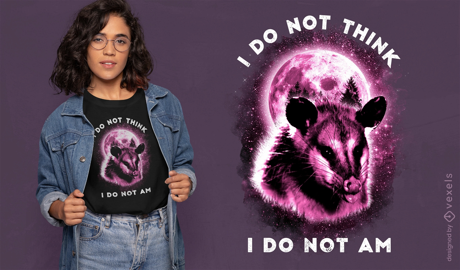 Funny existential possum PSD t-shirt design