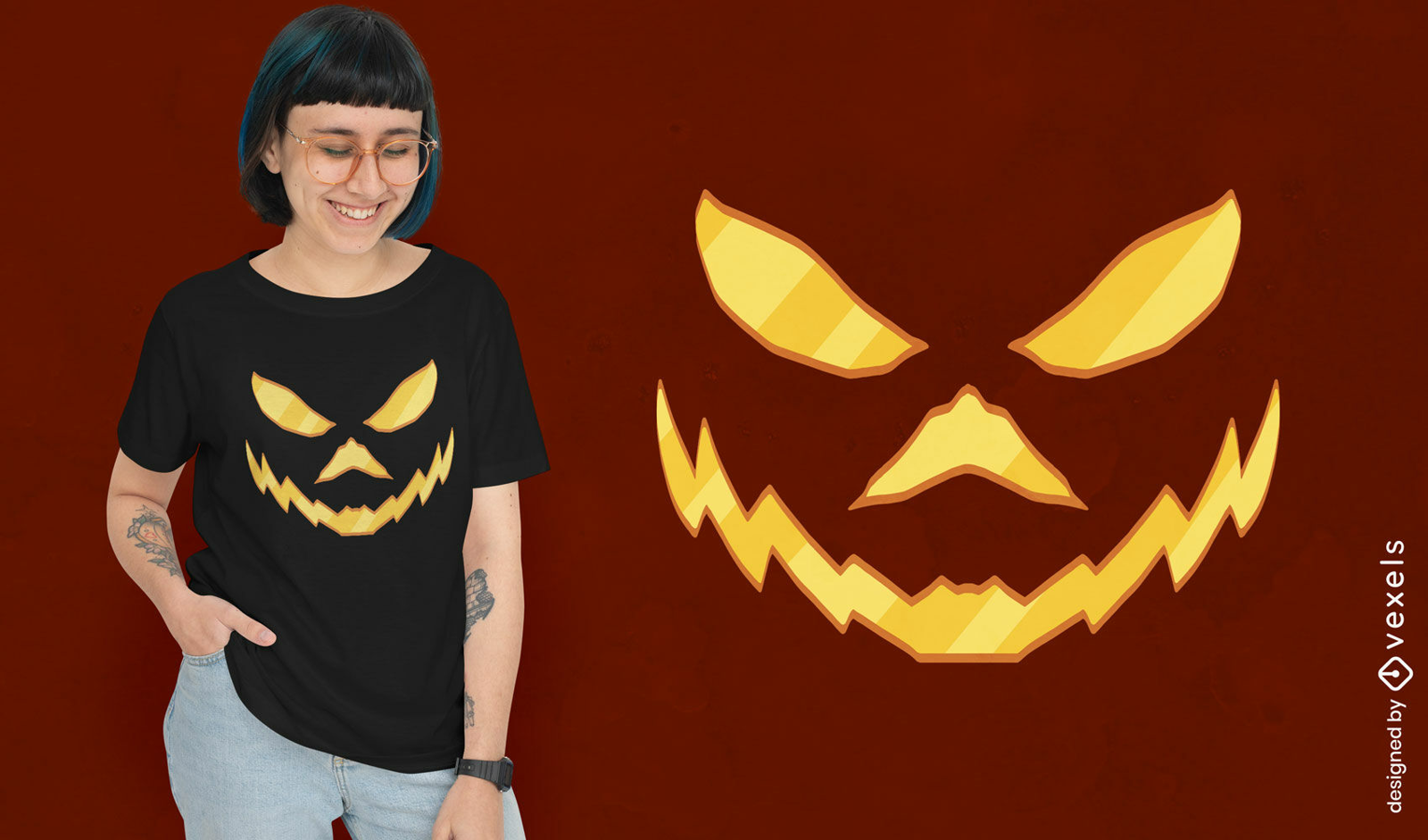 Jack O' Lantern Face T-shirt Design Vector Download