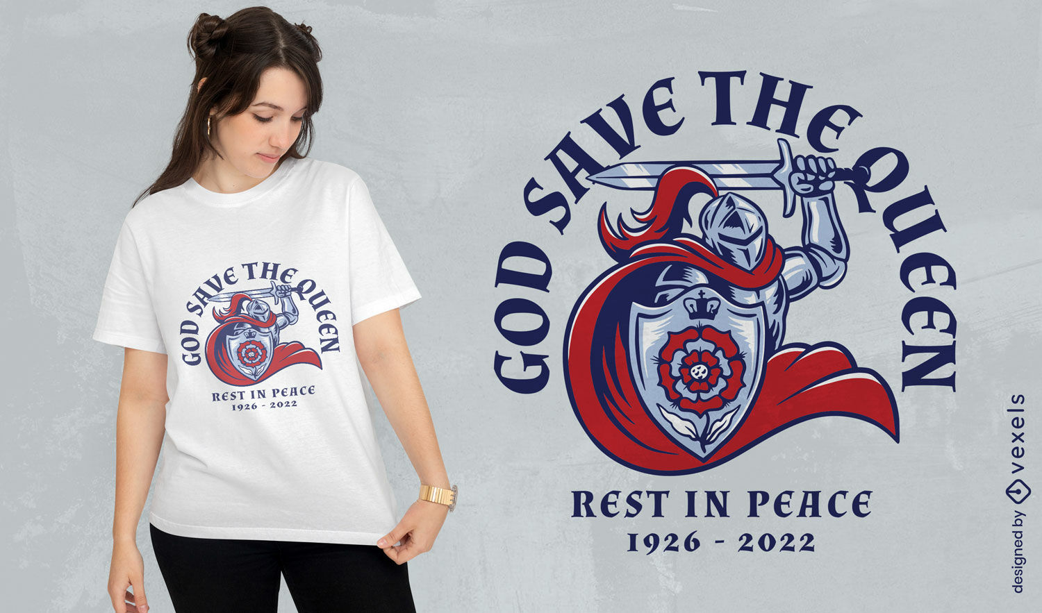 Queen Knight With Sword T-shirt Design Vector Download