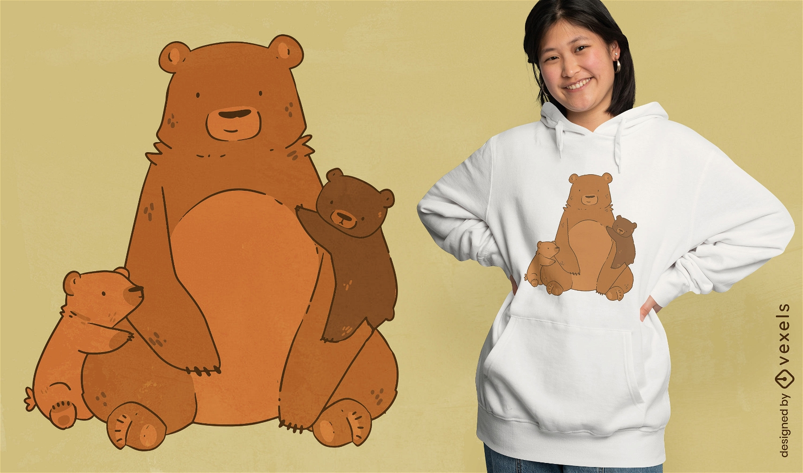 Mom Bear And Cubs T-shirt Design Vector Download
