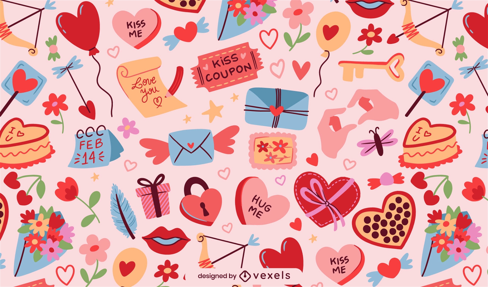Valentine's Day Cookies Pattern Design Vector Download