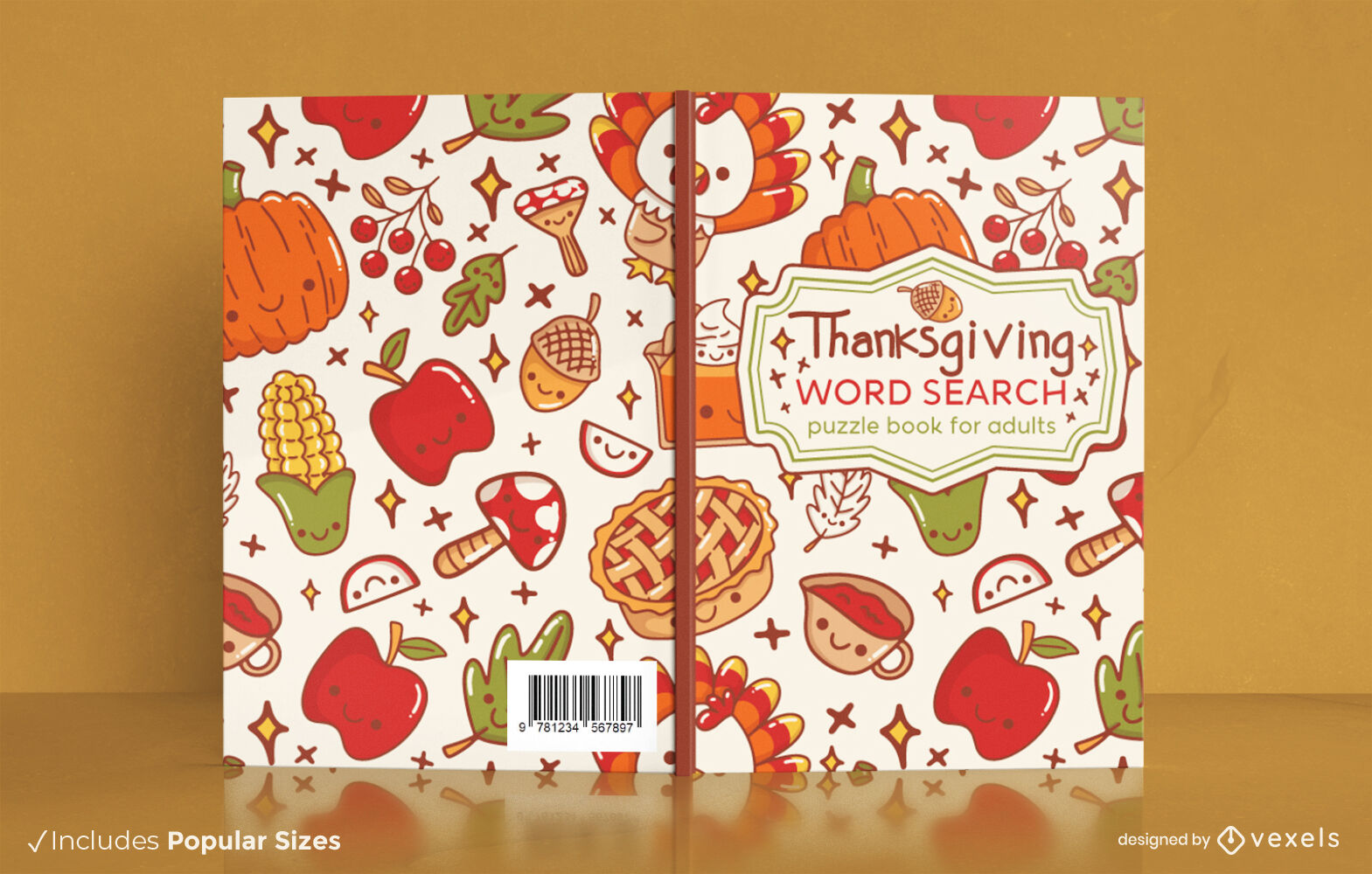 Cute Thanksgiving Elements Book Cover Design Vector Download