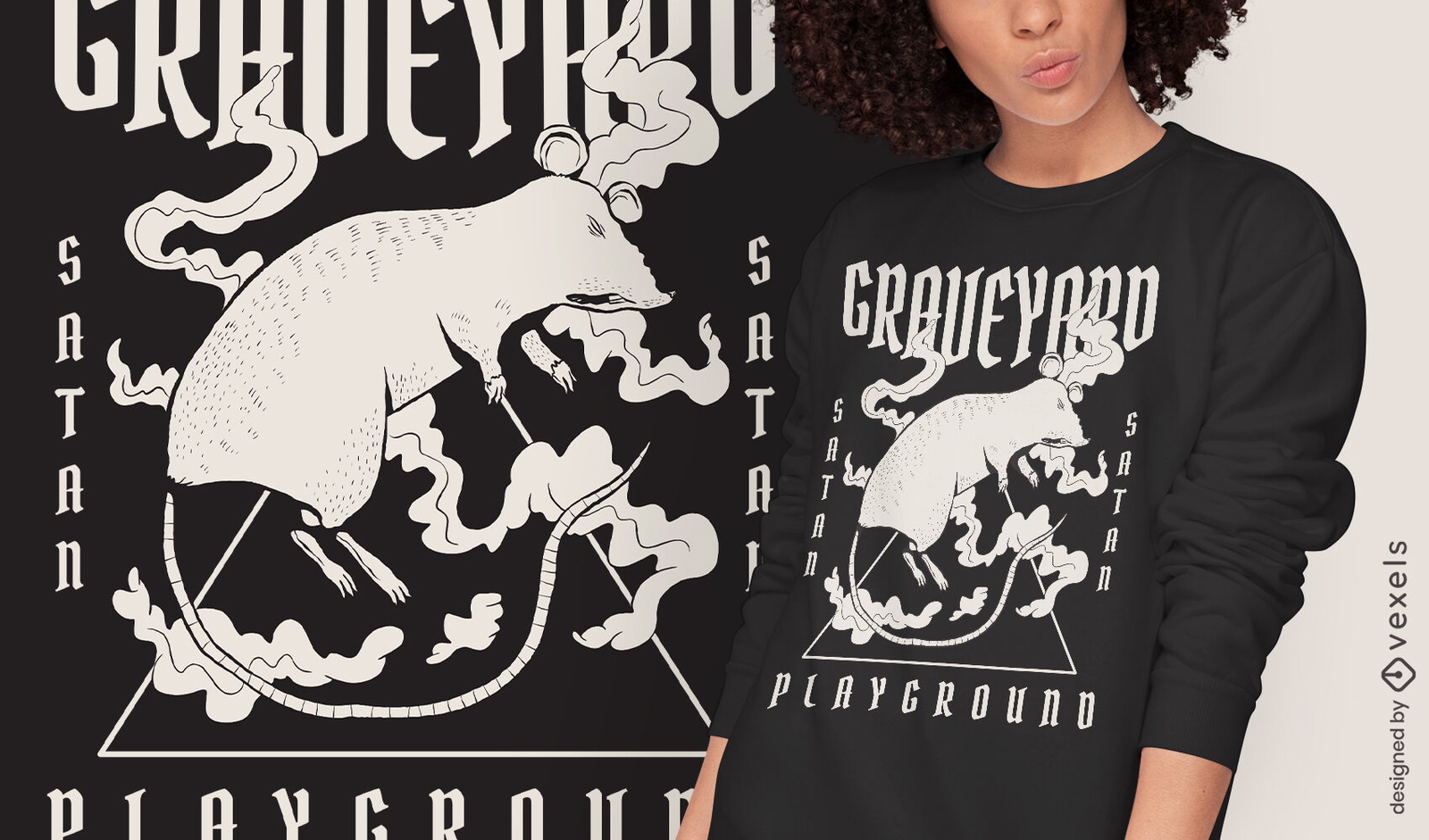 Descarga Vector De Diseño De Camiseta Oscura De Rata Muerta. Descarga Vector De Diseño De Camiseta Oscura De Rata Muerta.