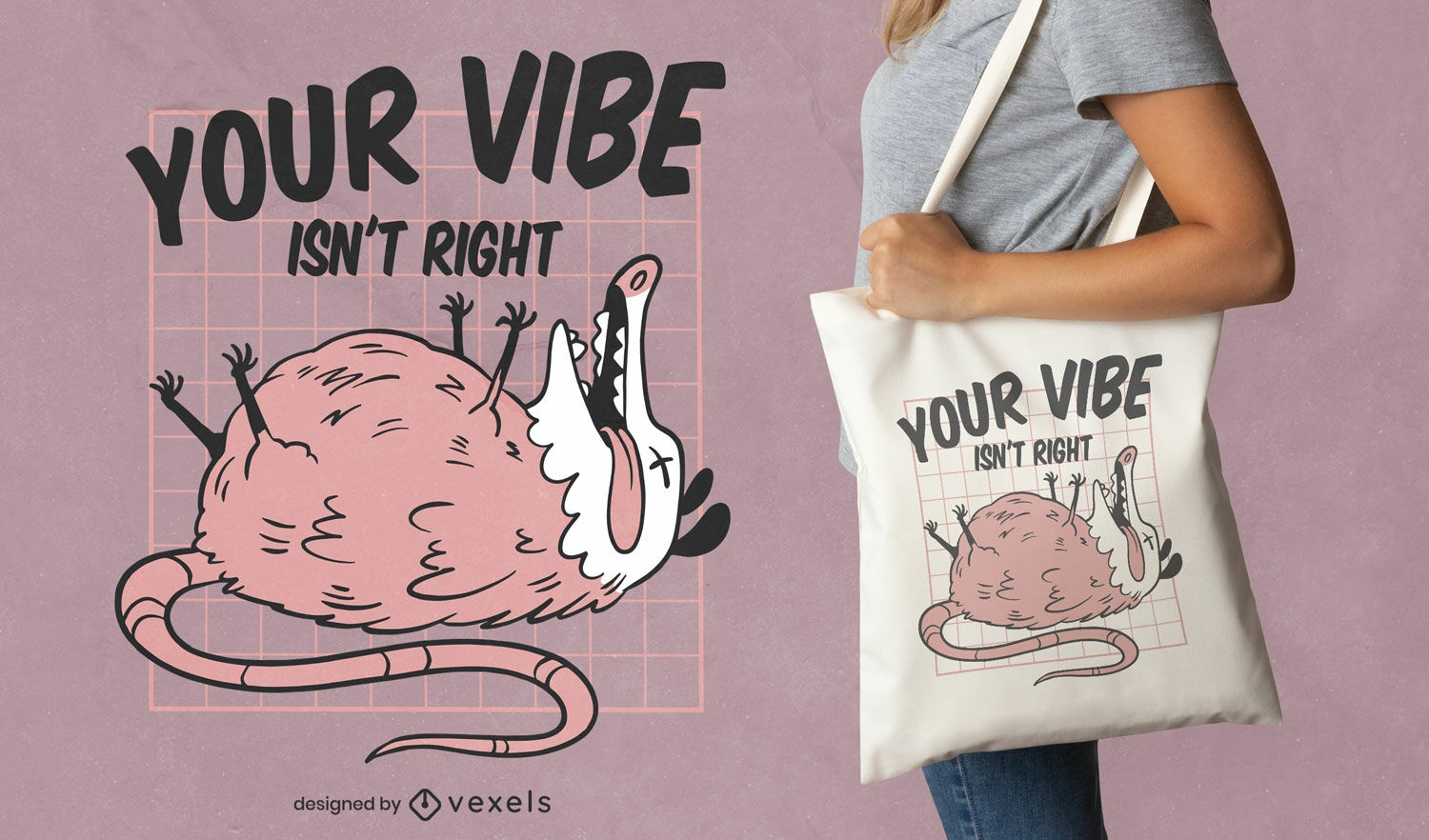 Dead Possum Animal Cartoon Tote Bag Design Vector Download