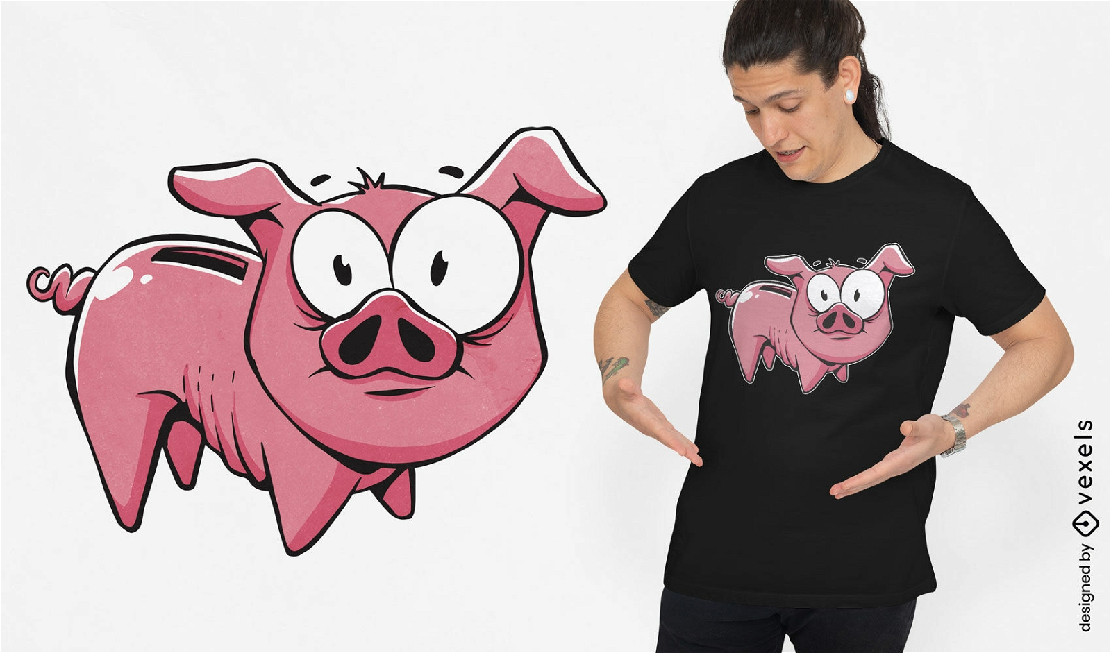 Piggy Bank Cartoon T-shirt Design Vector Download
