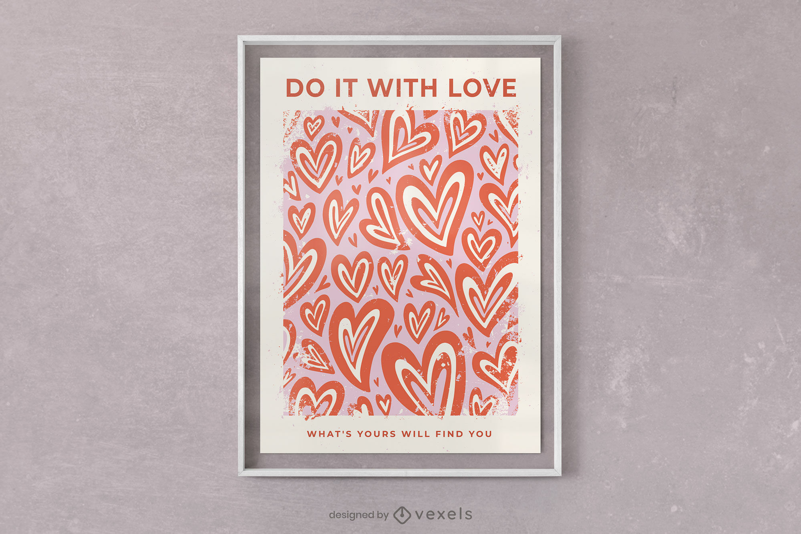 Love Quote And Hearts Poster Design Vector Download