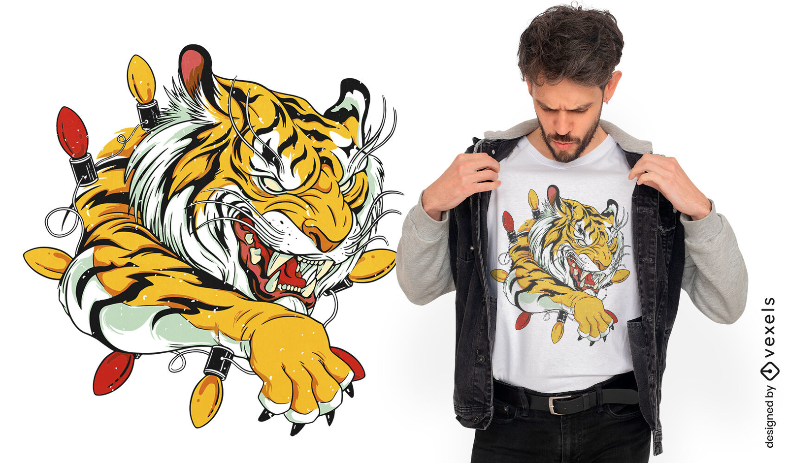 T Shirt Design Vector Design Images, Tiger T Shirt Design, Animals