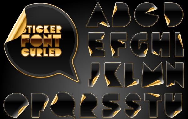Black Letter And Number Stickers With Gold Back Vector Download
