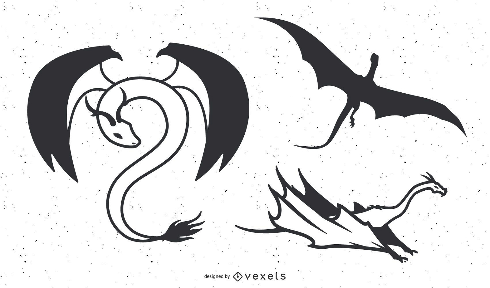 simple dragons black and white