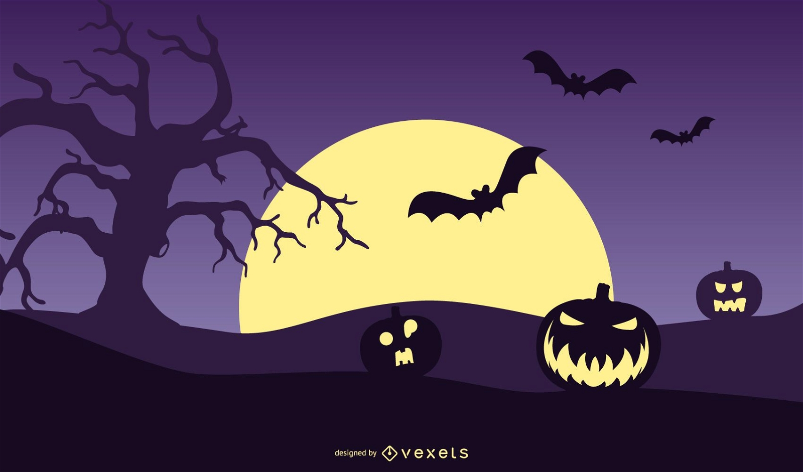 Pumpkin Halloween Night Illustration Vector Download