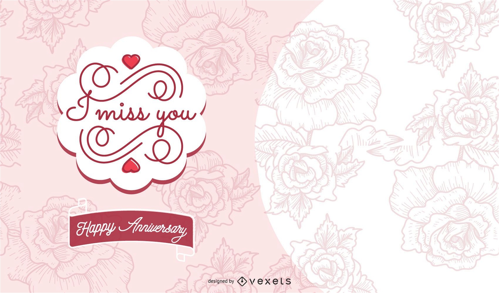 I Miss You Anniversary Card Design Vector Download