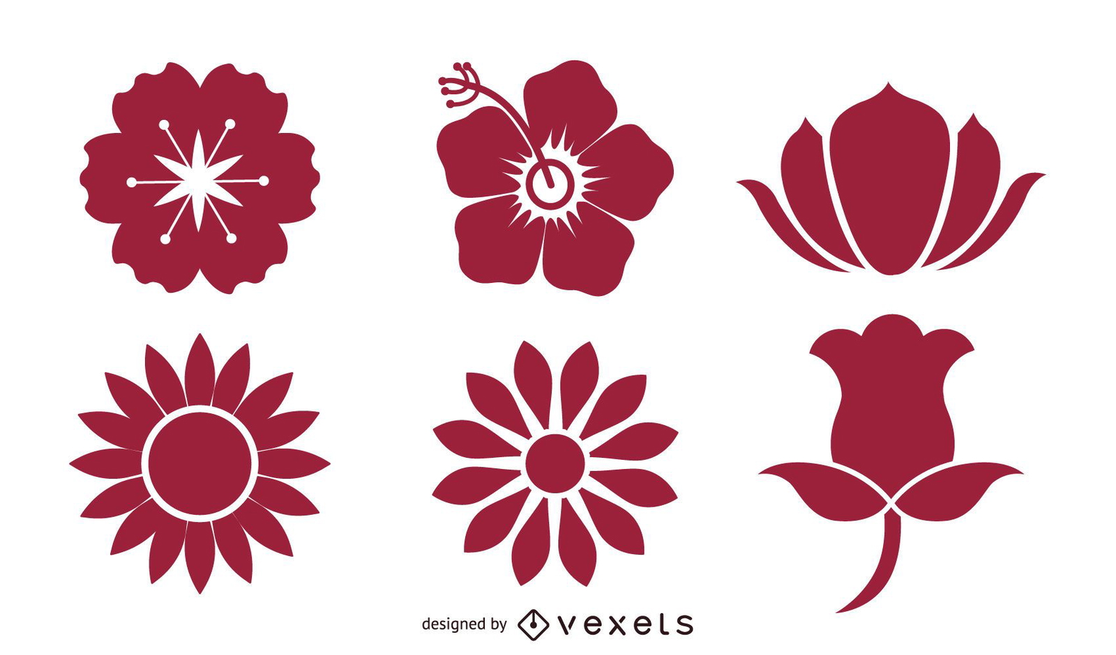 Blooming Flower Pack Silhouettes Vector Download