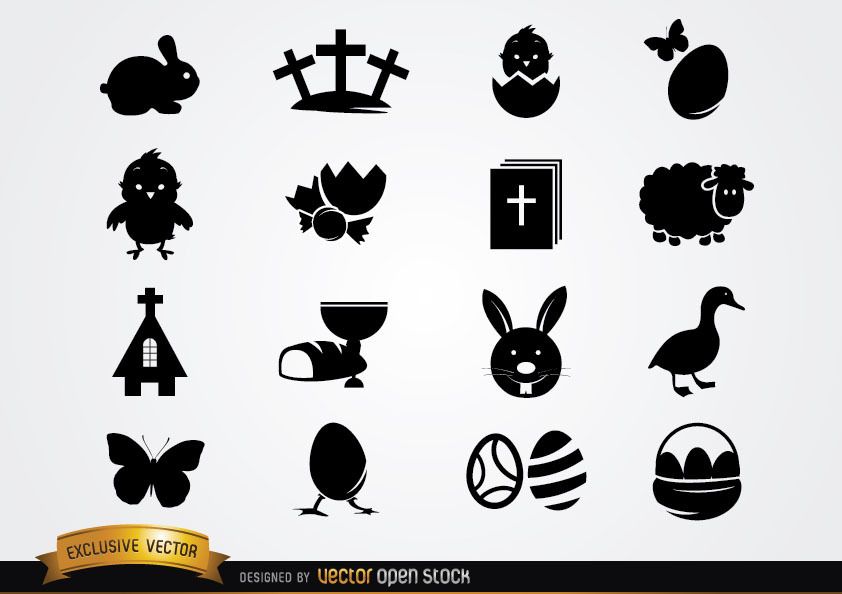 Cute Easter Icon Pack Silhouette Vector Download