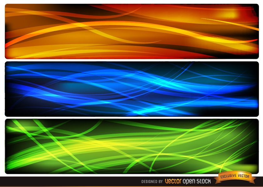 Abstract Wave Headers Orange Blue Green Vector Download