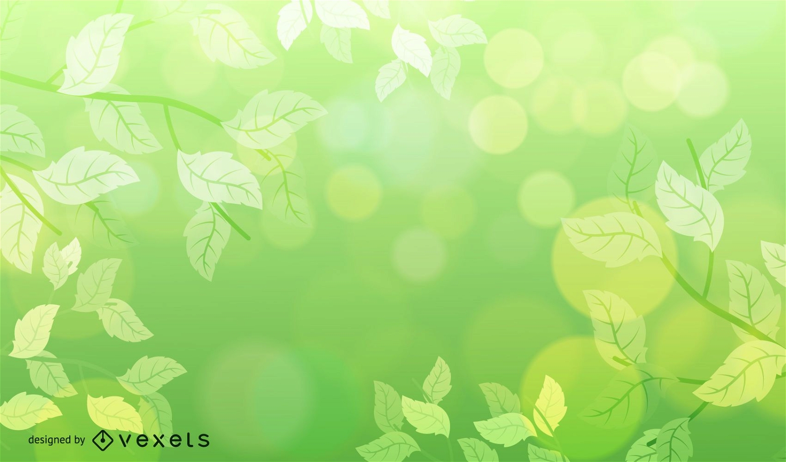 Green Blurry Nature Background With Bokeh Bubbles Vector Download