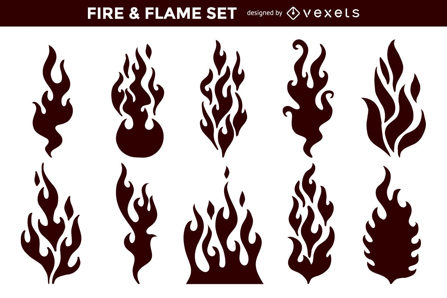 Coleção plana de chamas de fogo dos desenhos animados, Vetor Grátis