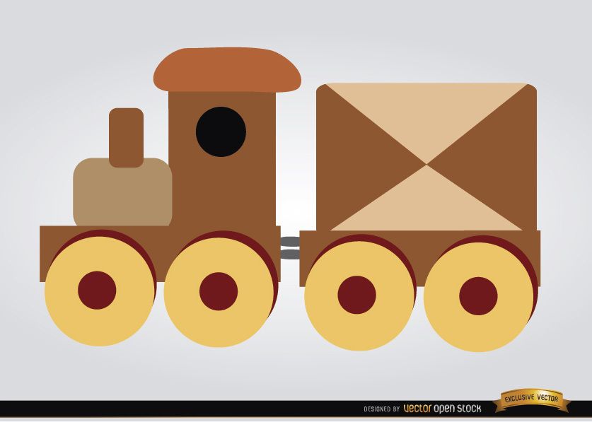 Ilustración de vector de tren de juguete de dibujos animados