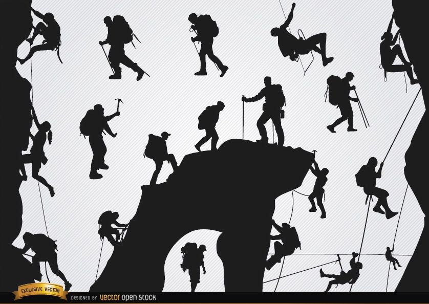 rock climbing silhouette vector