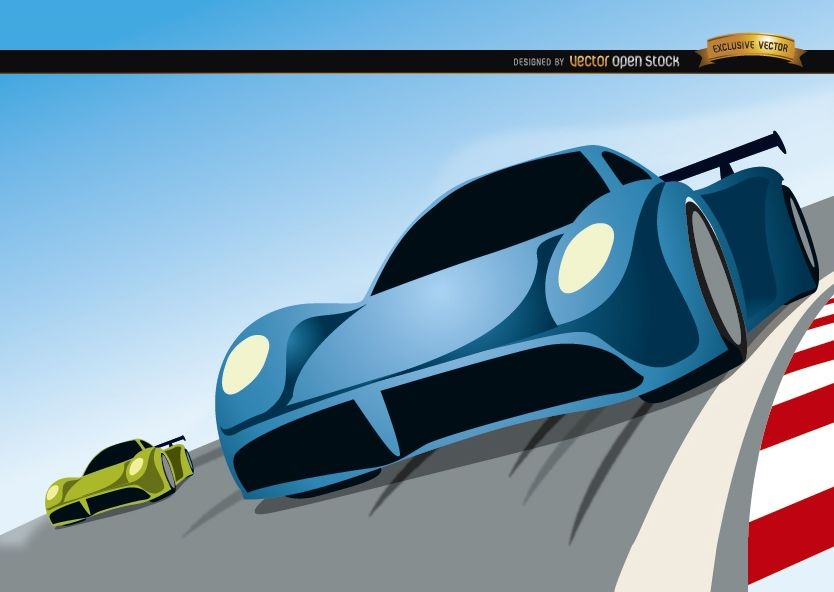  Descarga Vector De Dibujos Animados De Competencia De Vehículos De Carreras