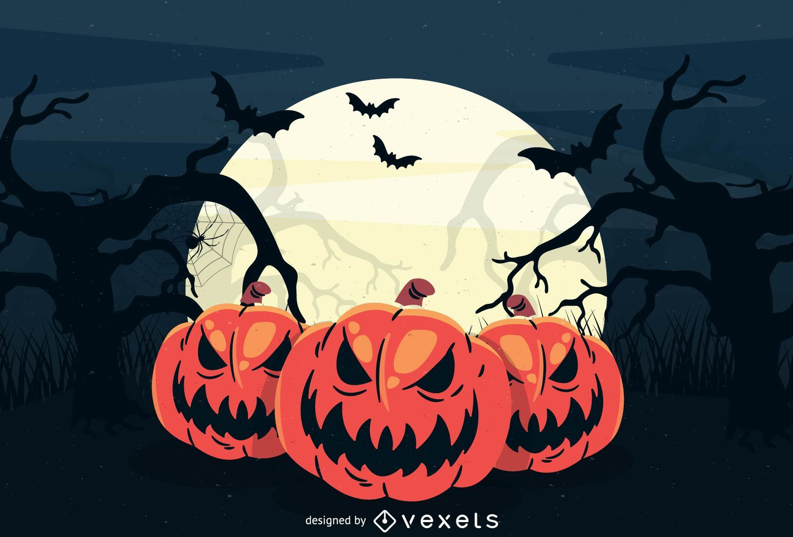 Large Full Moon Creepy Halloween Background Vector Download