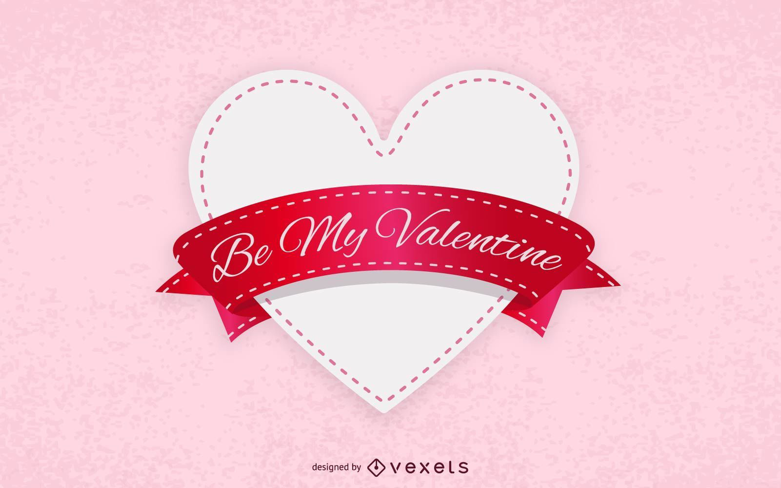 Labeled Ribbon Heart Valentine Card Vector Download